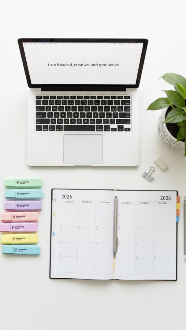 Affirmation-Driven Productivity Hub: Digital and Analog Planning Synergy