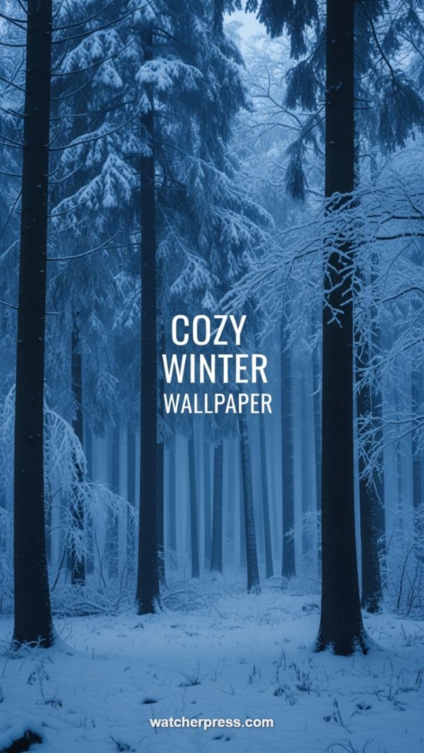 Atmospheric Deep Blue Winter Forest Serenity HD Wallpaper