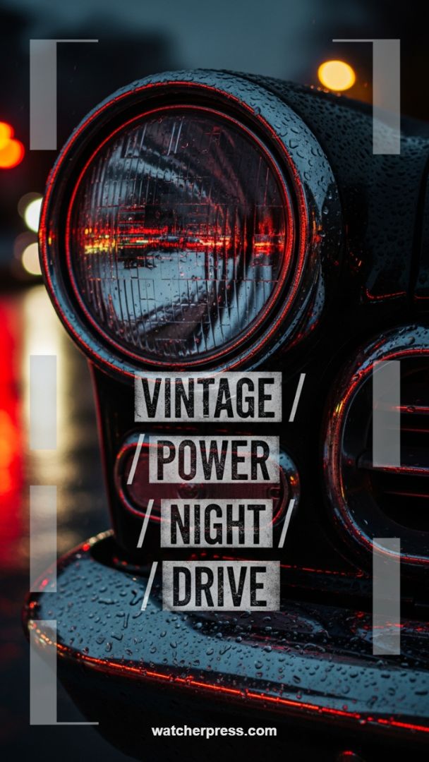 Chrome and Crimson: Vintage Power in the Neon Night Rain