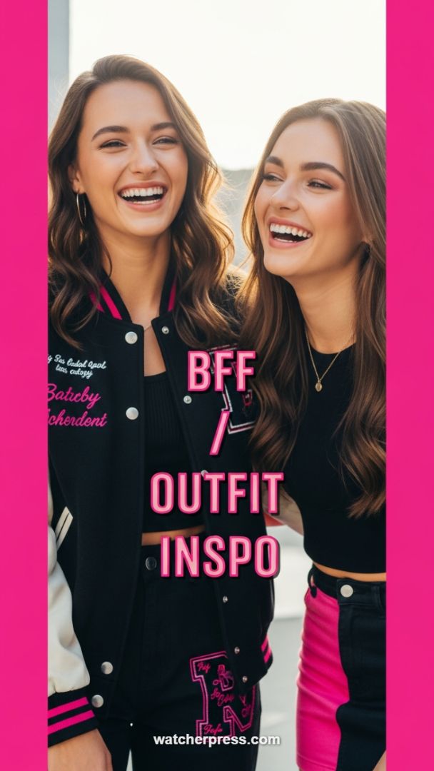 Coordinated Cool: Mastering the High-Contrast Varsity Look with Your Best Friend