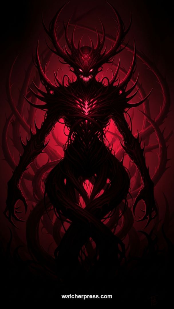 Crimson Nightmare: Abstract Thorn Entity Wallpaper