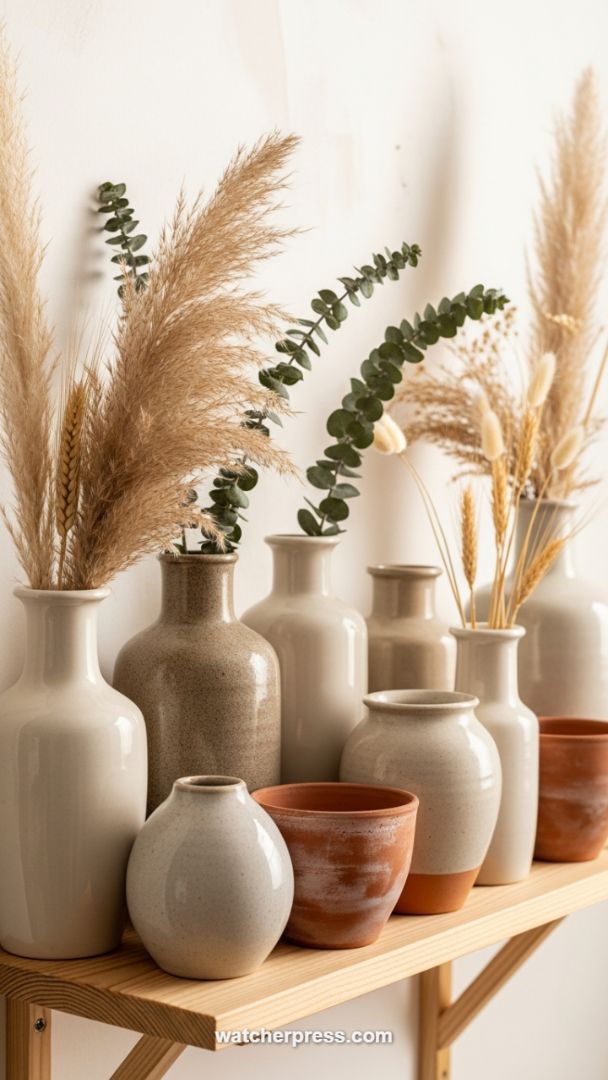 Curating a Warm, Textured Vignette: Neutral Ceramics and Dried Botanicals