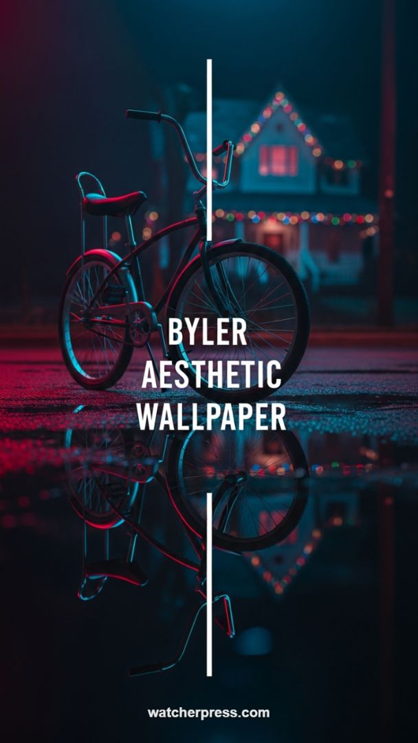 Dramatic Retro-Noir Bicycle Wallpaper: A Study in Red and Cyan Neon
