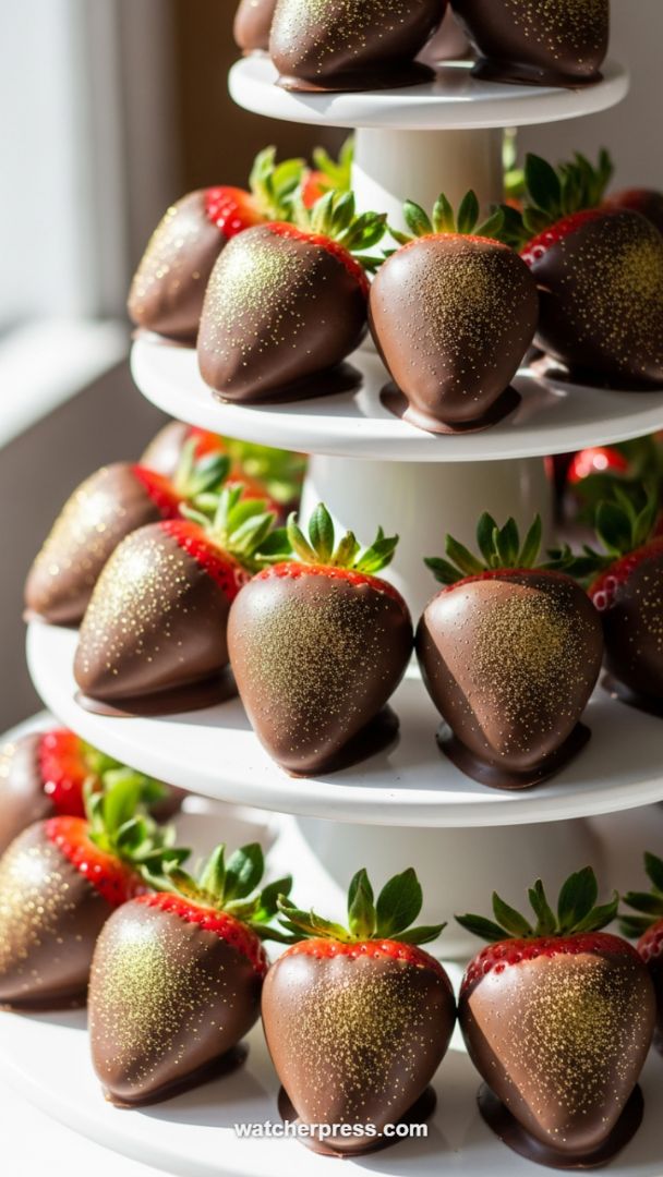 Edible Opulence: Crafting a Show-Stopping Gold-Dusted Strawberry Dessert Tier