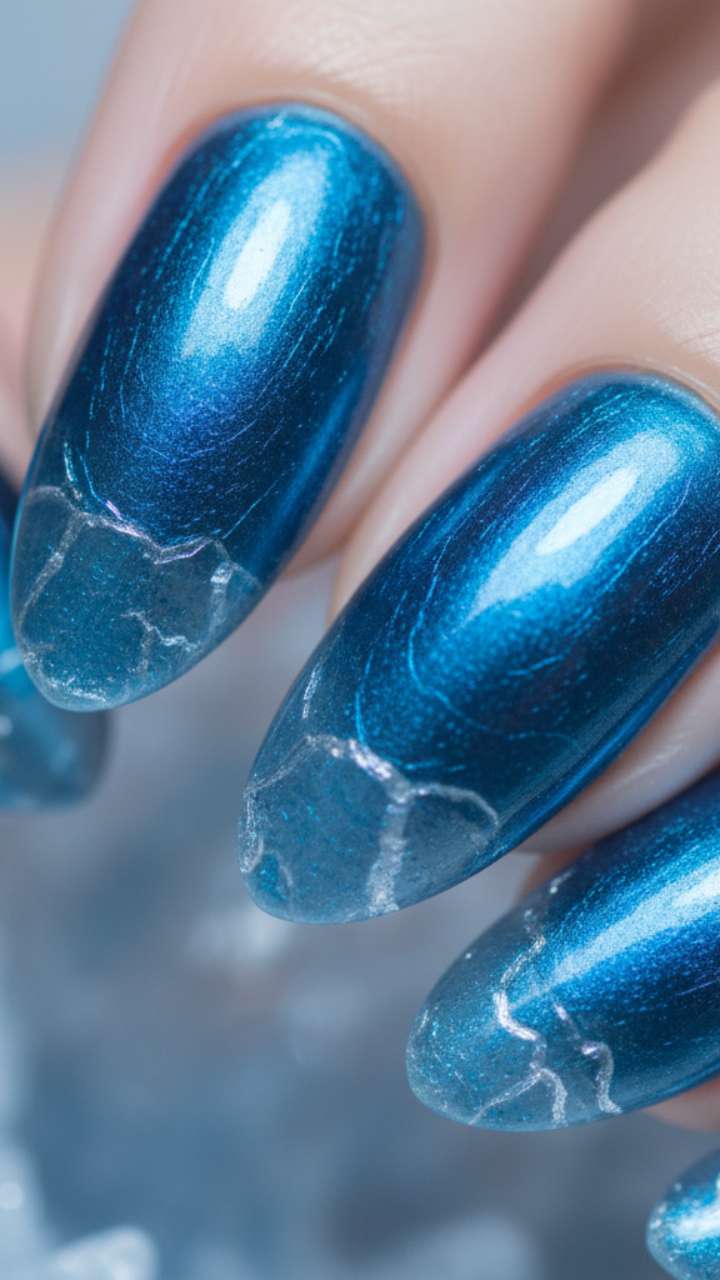 Electric Blue Shatter Tips: The Ultimate Winter Ice Effect