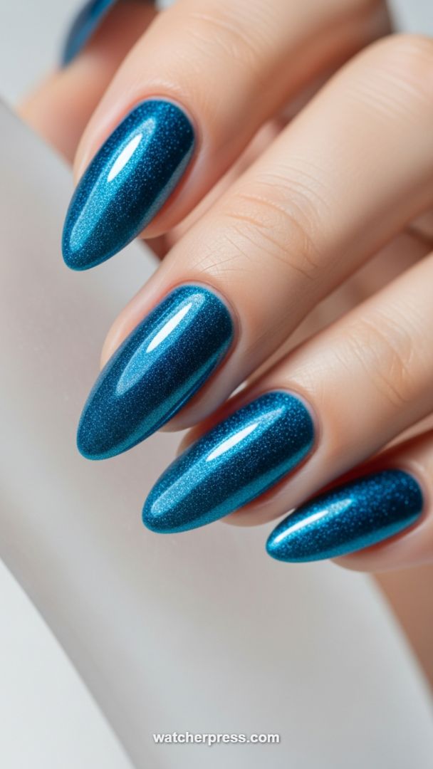 Electric Teal Chrome: The High-Shine Metallic Mani of 2024