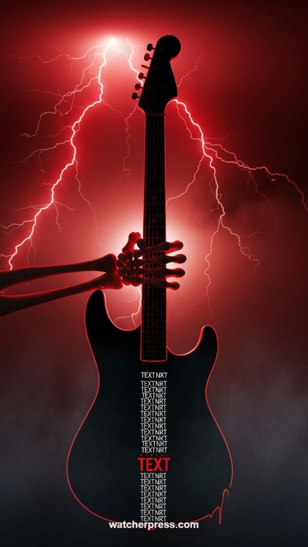 Electrifying Symphony: Red Lightning and the Skeleton Guitarist Dark Theme