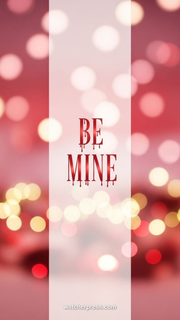 Festive Declaration: Red Bokeh 'Be Mine' Mobile Wallpaper