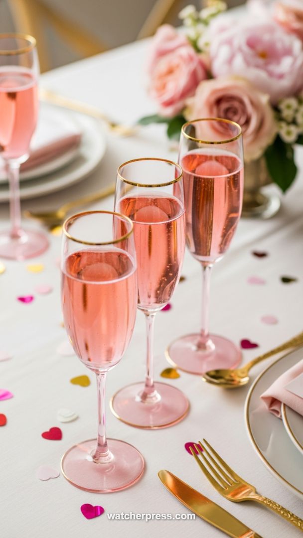 Gilded Rosé: Elevating Table Settings with Customized Glassware and Confetti Styling
