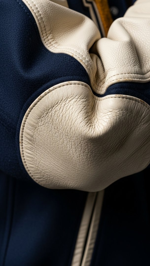 Heritage Varsity Revival: Two-Tone Leather and Melton Wool Bomber Jacket