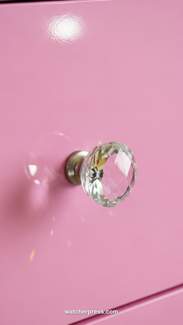 High-Gloss Lacquer Meets Prismatic Crystal: A Study in Contrasting Textures