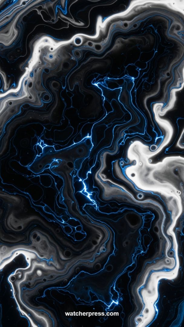 High-Voltage Energy Flow: Abstract Black and Blue Dynamic Wallpaper