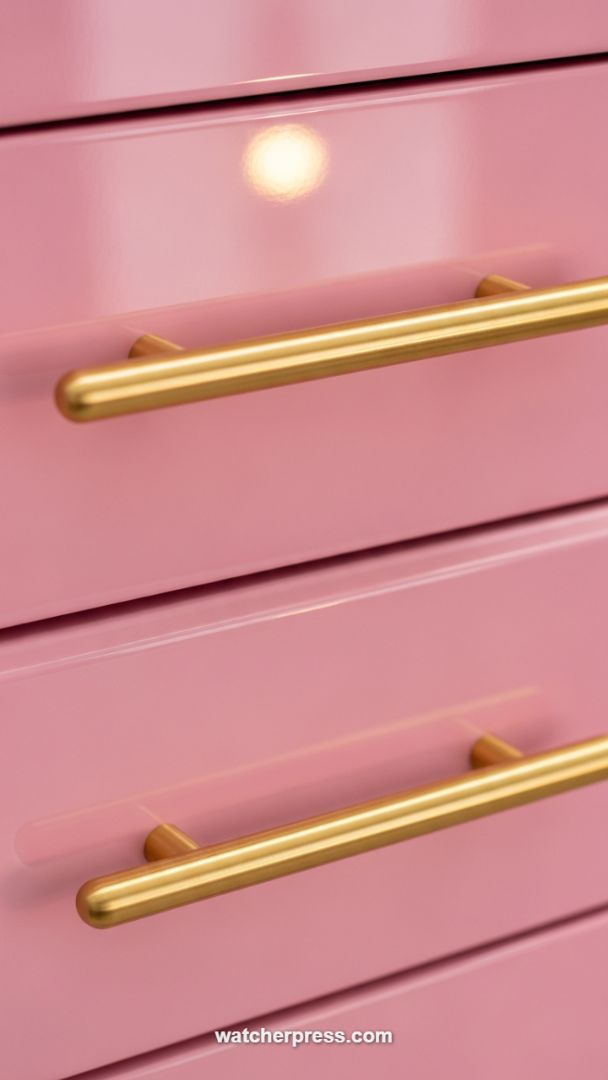 Instant Upgrade: The Power of High-Gloss Pink and Luxe Brass Hardware