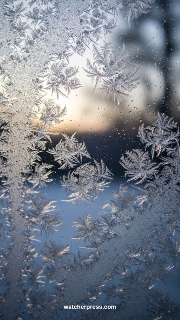 Intricate Frozen Fractals: High-Contrast Winter Window Wallpaper