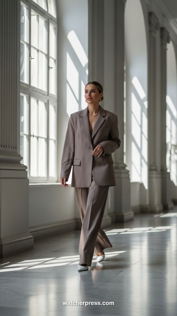Mastering Modern Tailoring: The Chic, Oversized Taupe Suit Formula