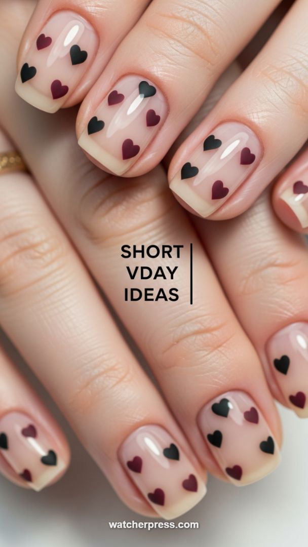 Minimalist Love: Dual-Toned Matte Heart Art on a Sheer Nude Base