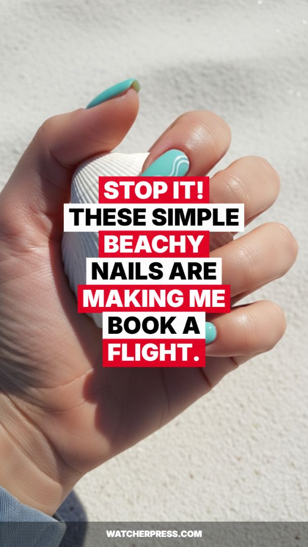 Minimalist Turquoise Wave Art: The Ultimate Vacation Manicure