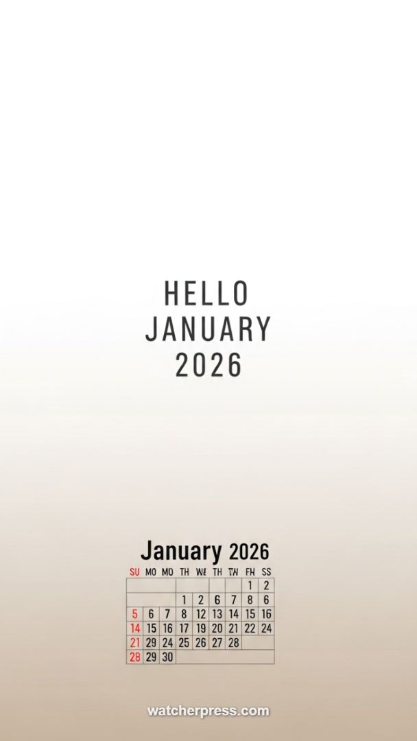 Minimalist Utility: January 2026 Calendar HD Wallpaper