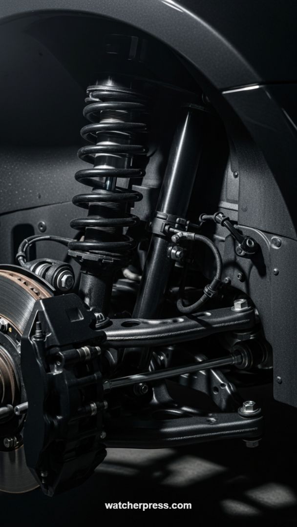 Monochromatic Precision: Automotive Suspension Detail