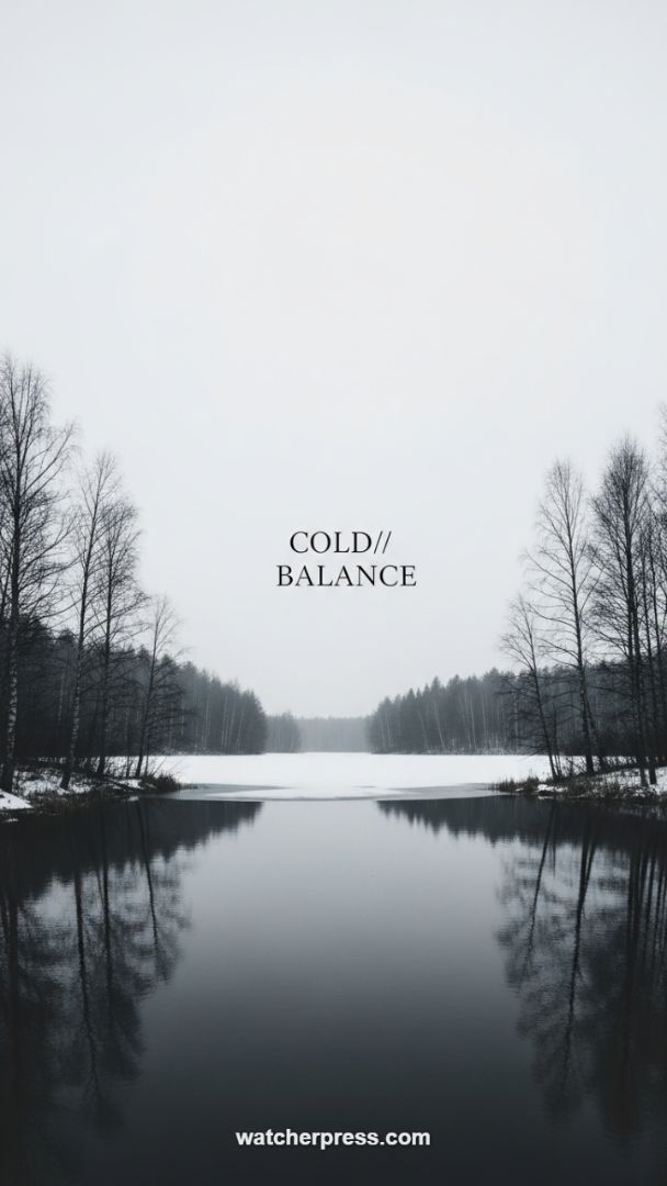 Monochrome Serenity: 'Cold // Balance' Wallpaper for Focused Productivity