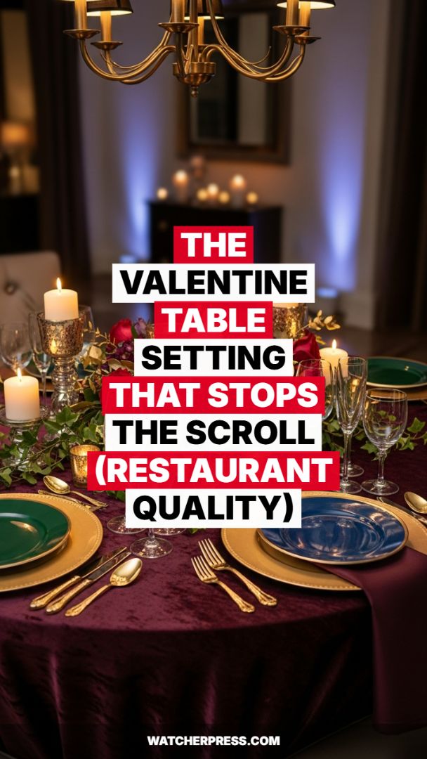 Moody Romance: Crafting a Restaurant-Quality Valentine Table Setting with Velvet and Gold.