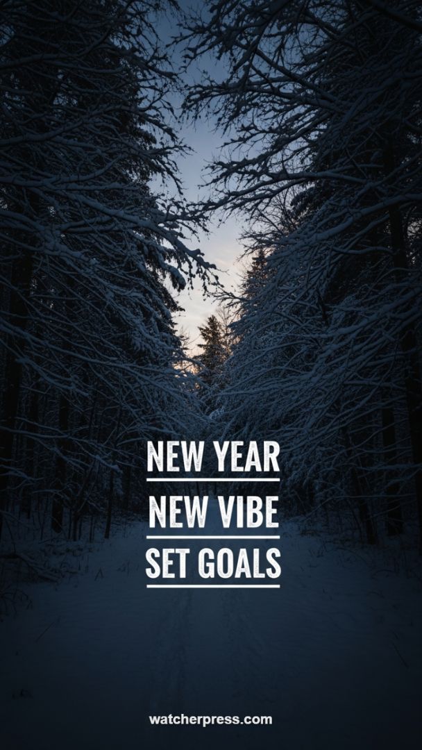 Motivational Minimalism: Dark Winter Forest Wallpaper for Setting Goals