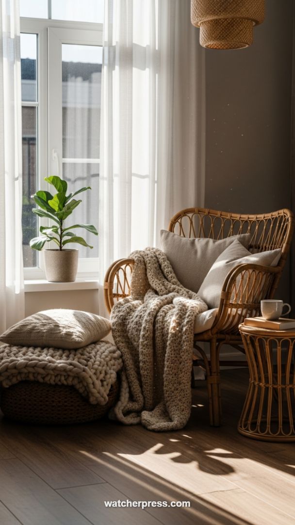 Natural Textures and Diffused Light: Setting the Stage for Bohemian Comfort