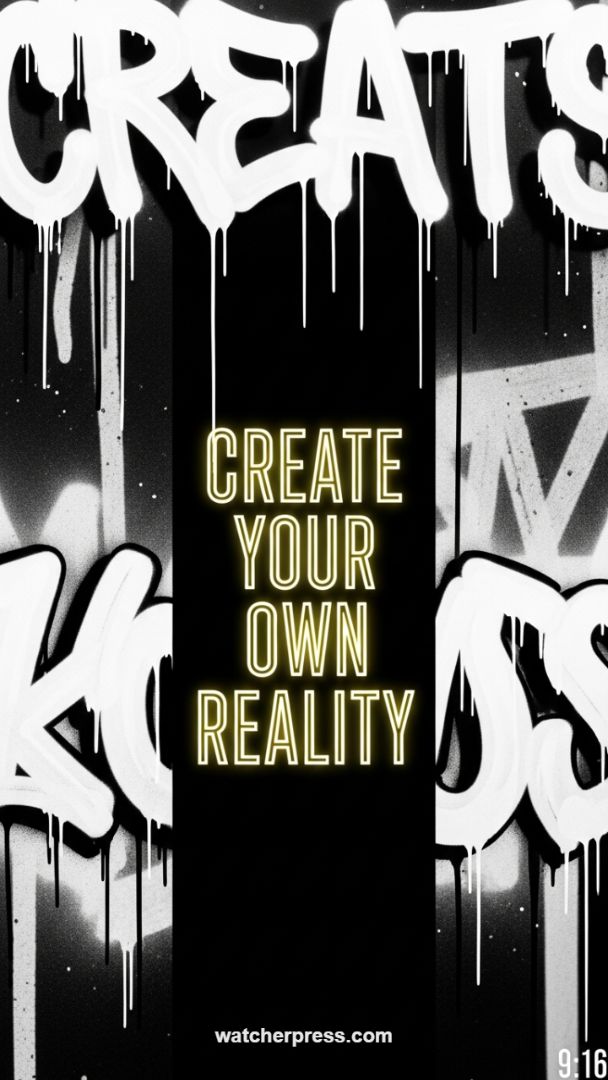 Neon Graffiti Power: "Create Your Own Reality" Motivational Wallpaper