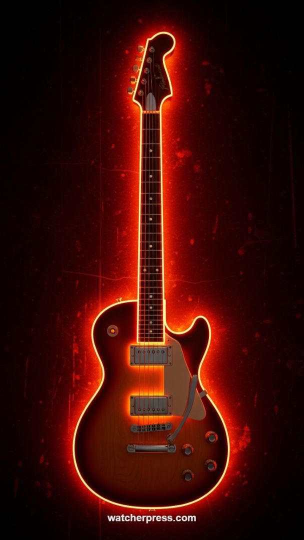 Neon Inferno: Igniting Passion and Focus with the Electric Guitar Wallpaper
