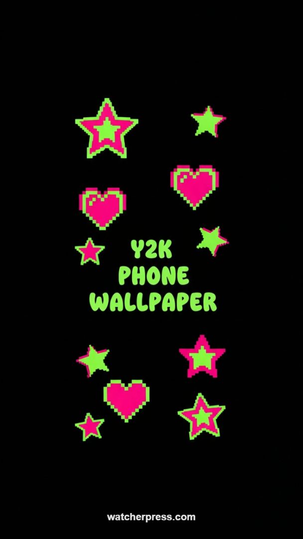 Neon Nostalgia: High-Contrast Y2K Pixel Art Wallpaper for AMOLED Screens