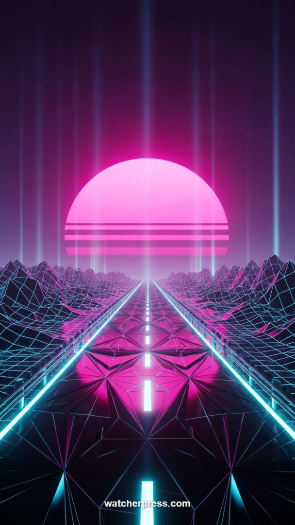 Outrun Aesthetic: Neon Grid Road to the Synthwave Sunset