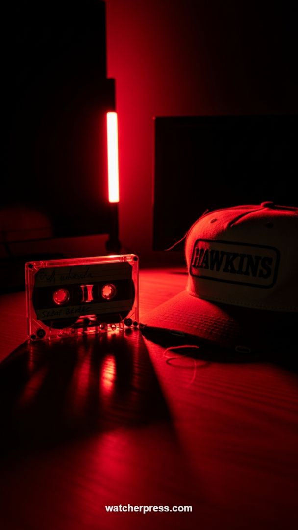 Retro-Cinematic Vibe: The Hawkins Tape and Neon Glow Dark Wallpaper