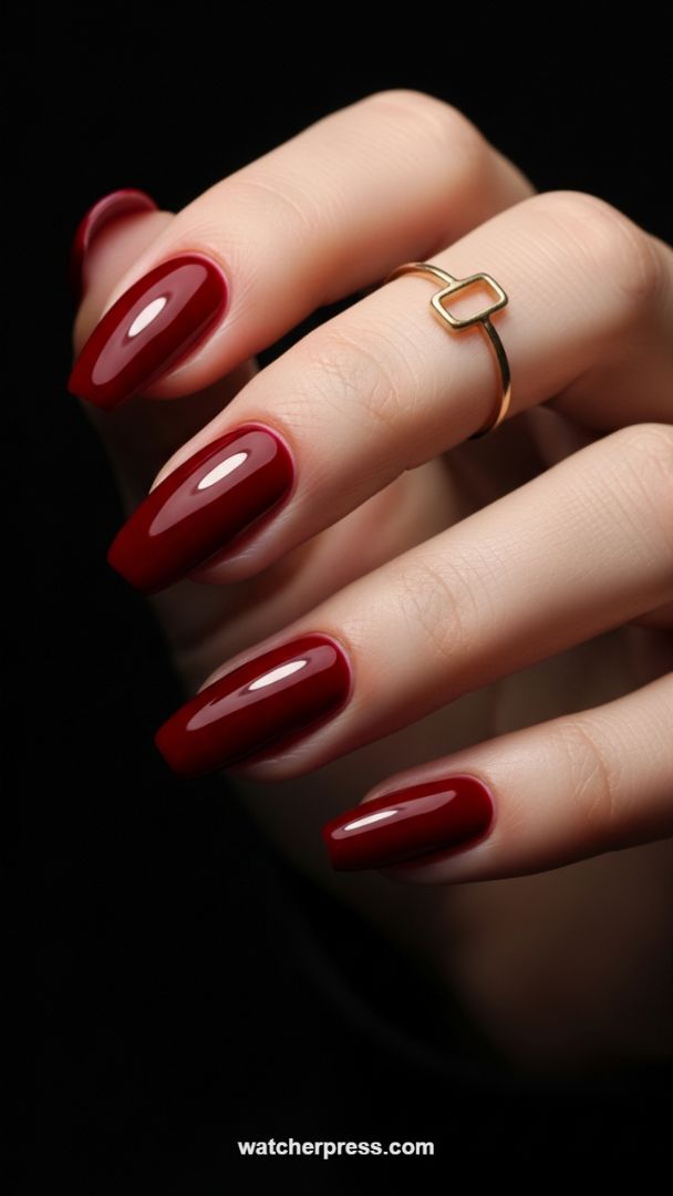 Rich Oxblood Gloss: The Sophisticated Dark Coffin Manicure