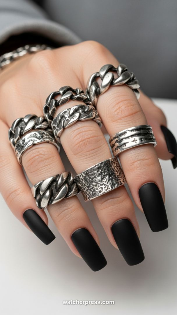 Sculpting Edgy Elegance: Mastering the Matte Finish on Long, Tapered Shapes