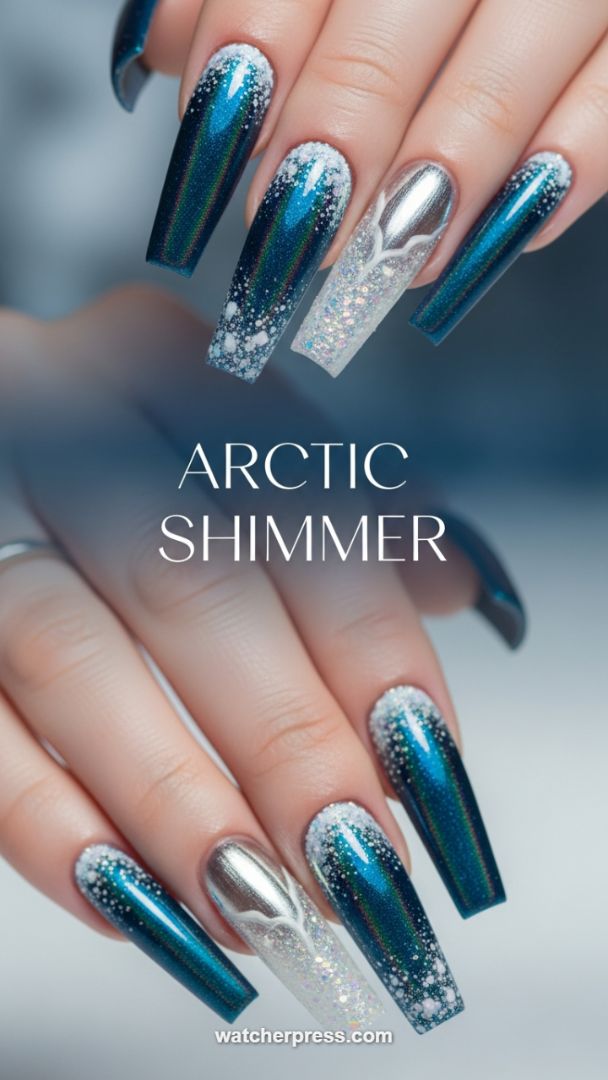 Sub-Zero Glamour: Iridescent Teal Chrome with Frosted Texture