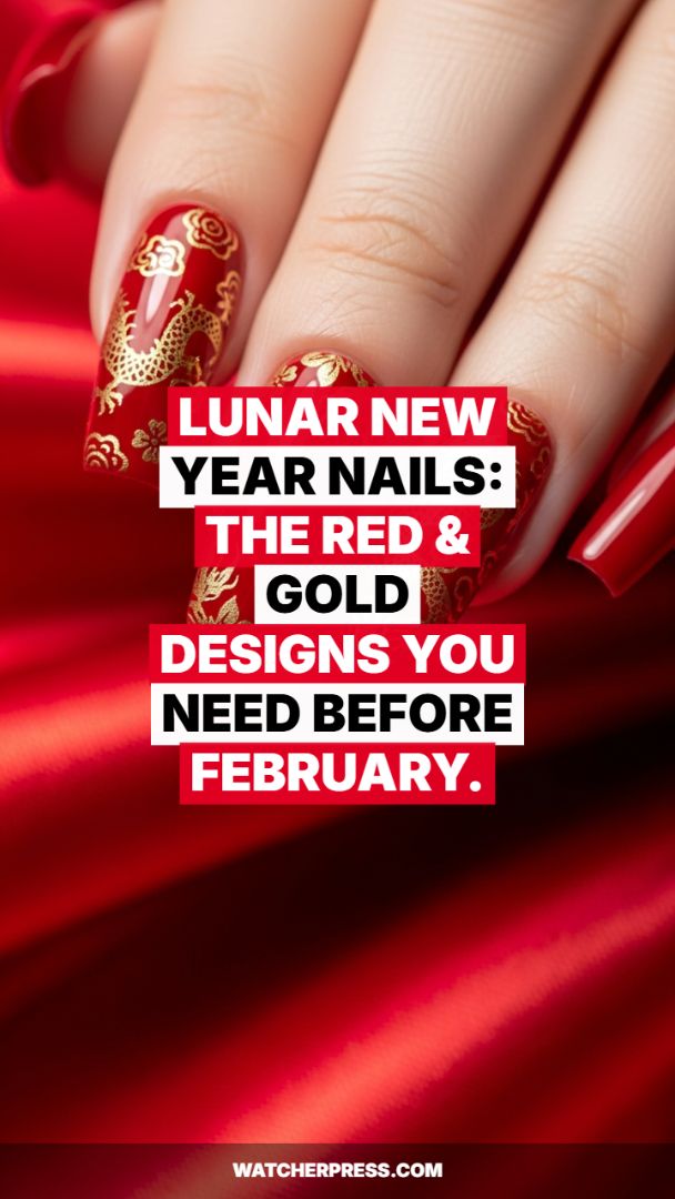 The Auspicious Dragon Manicure: Red and Gold Foiling, 2024 Lunar New Year Edition