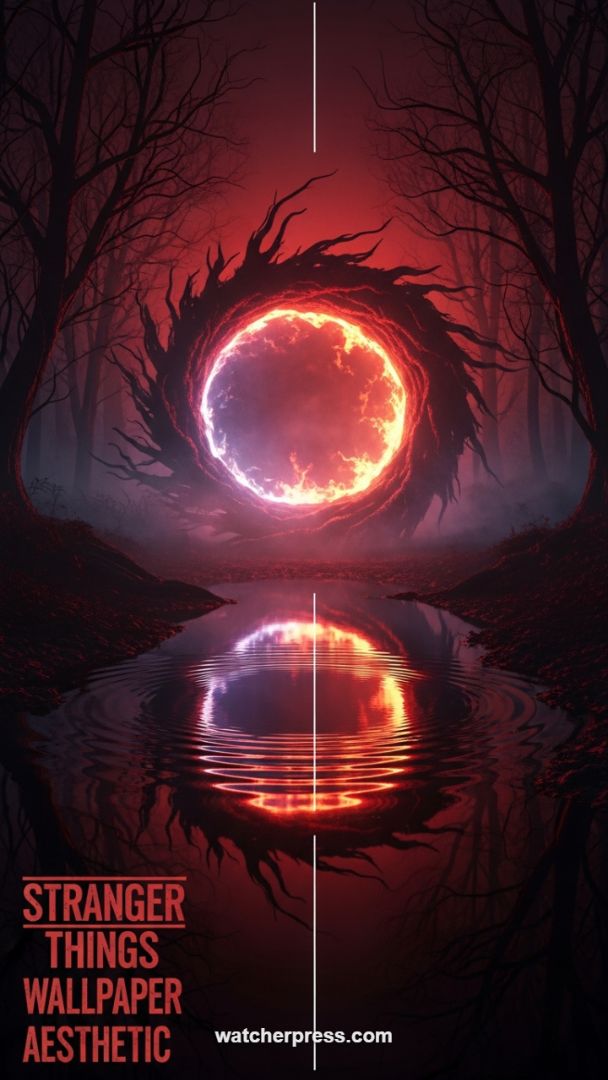 The Crimson Gate: Eerie Sci-Fi Portal Wallpaper for Dark Aesthetic Enthusiasts