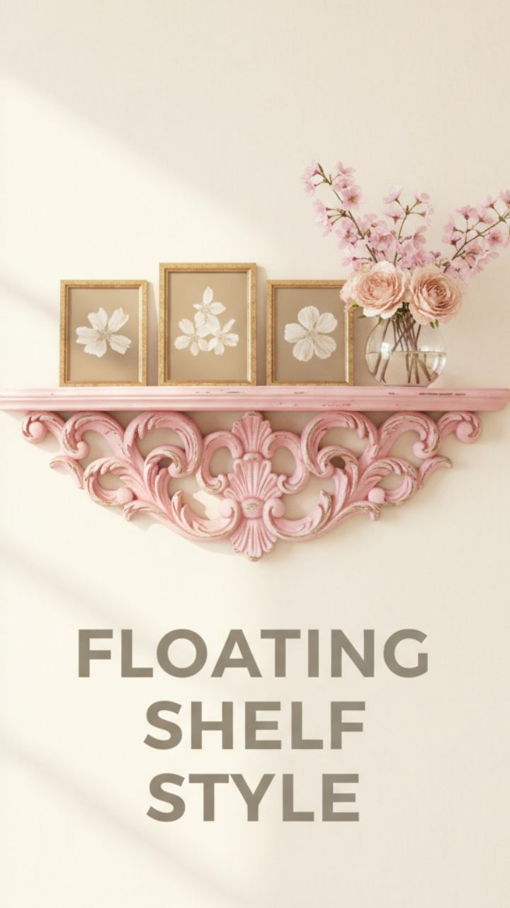 The Distressed Rose Rococo Floating Shelf: Instant Parisian Chic