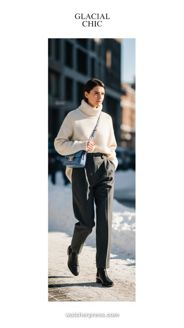The Epitome of Glacial Chic: Luxe Knitwear and Sharp Winter Tailoring