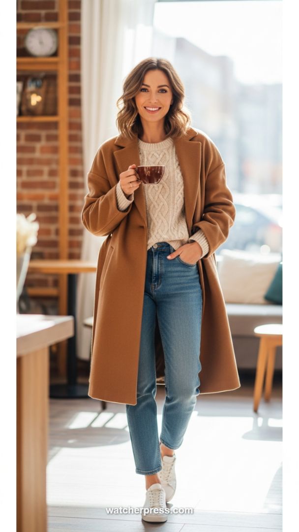 The Essential Autumn Uniform: Luxe Camel Coat and High-Rise Denim