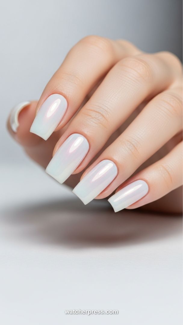 The Ethereal Opal Glaze: Pearlescent White on a Modern Square Shape