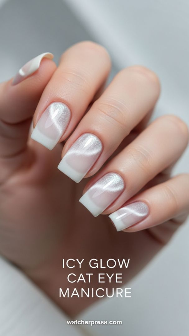 The Icy Cat Eye French Manicure Hack: Achieving the Perfect Diagonal Shimmer