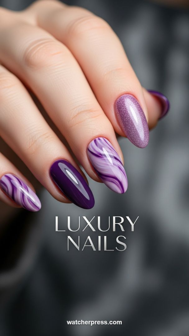 The Luxury Violet Marble Swirl Mani: A 2024 Power Look