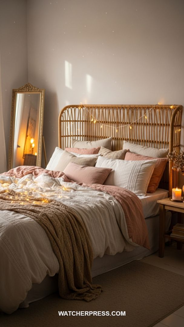 The Perfect Cozy Sanctuary: Rattan, Layered Linens, and Ambient Lighting
