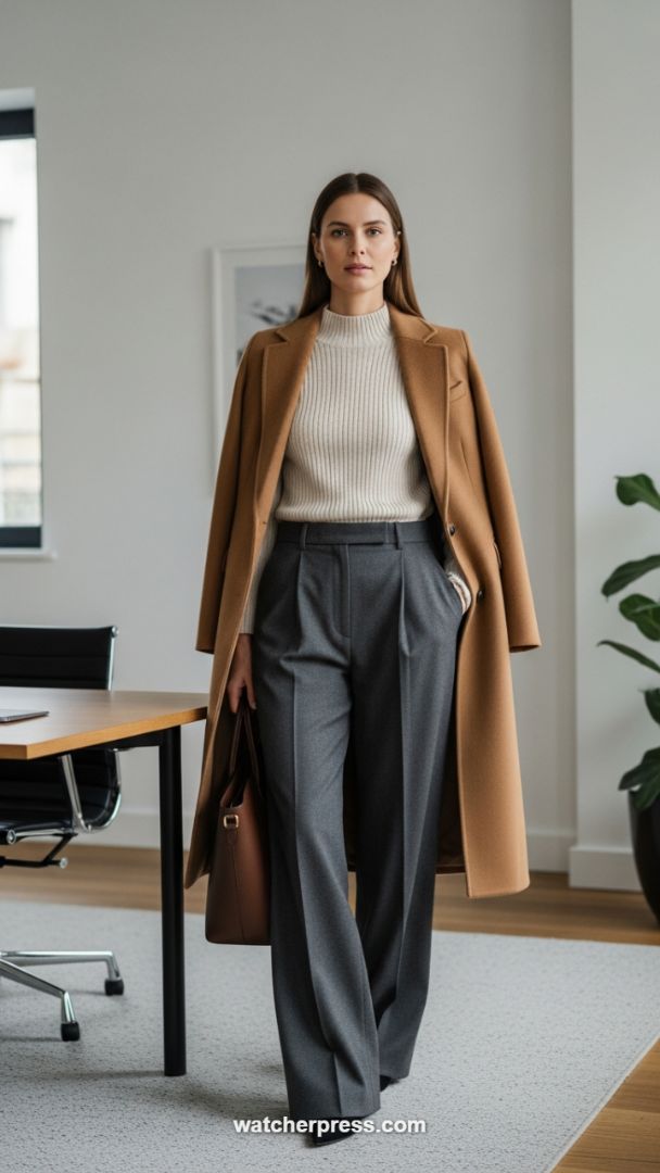 The Power of Neutrals: Investing in a Tailored Camel Coat and Wide-Leg Trousers