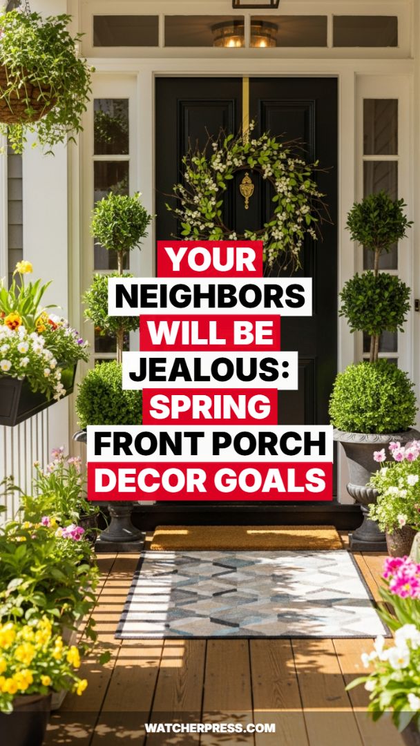 The Romantic Curb Appeal: Symmetrical Greenery and Subtle Floral Wreaths