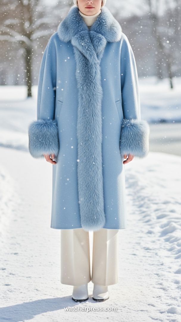 The Signature Powder Blue Statement Coat: A Timeless Winter Luxury Investment