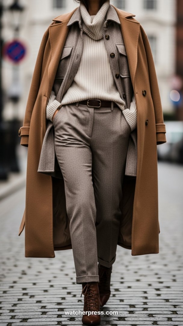 The Tapered Wool Flannel Trouser in Heather Taupe