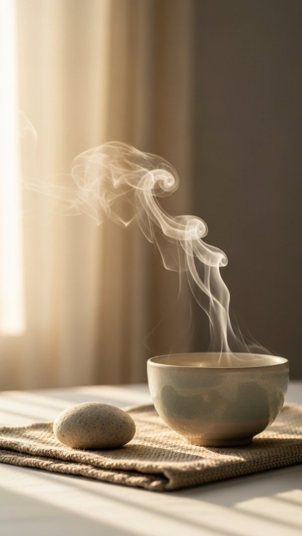 Tranquility Vessel: The Zen Ceramic Bowl and Grounding Stone Set