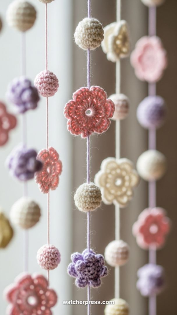 Whimsical Window Accents: Hand-Crocheted Pastel Garlands for Effortless Spring Charm